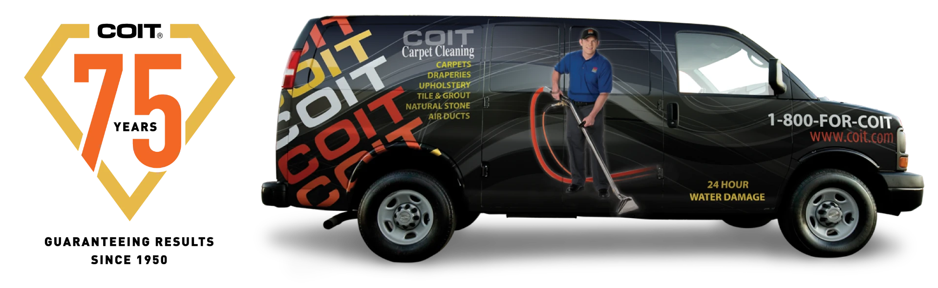 Coit Cleaning and Restoration 75th anniversary service truck and certified technician